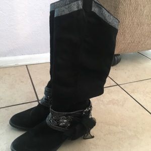 Black sequin boots
